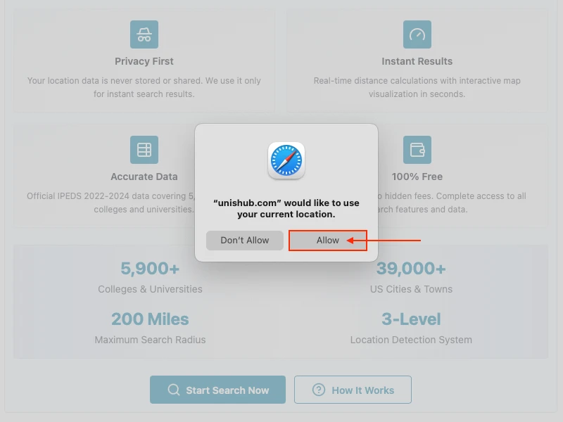 Step 1: Allow location access