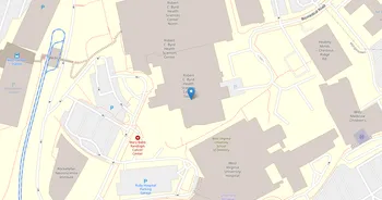 Campus map for West Virginia University Hospital Departments of Rad Tech and Nutrition